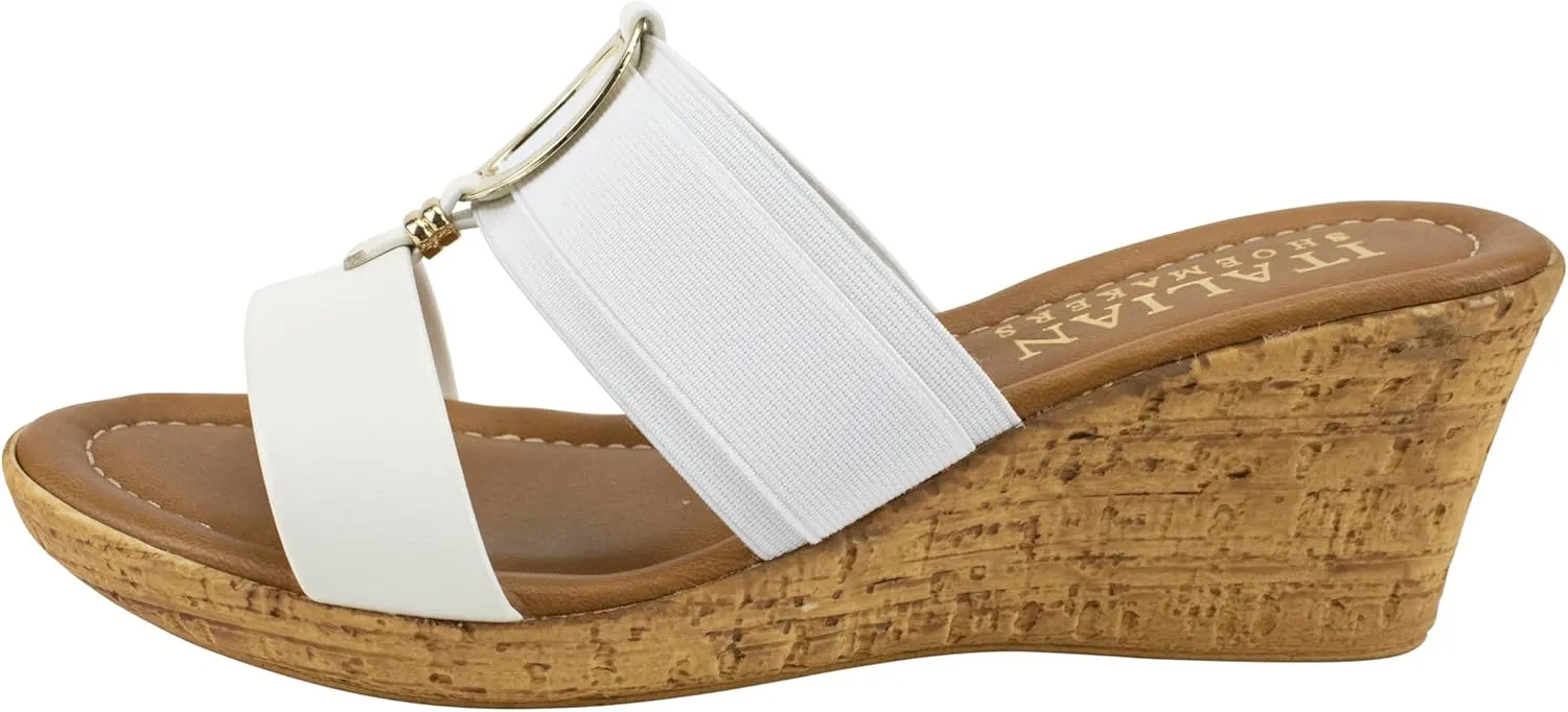 ITALIAN Shoemakers Women's Malou Faux Cork Wedge Sandals for Women