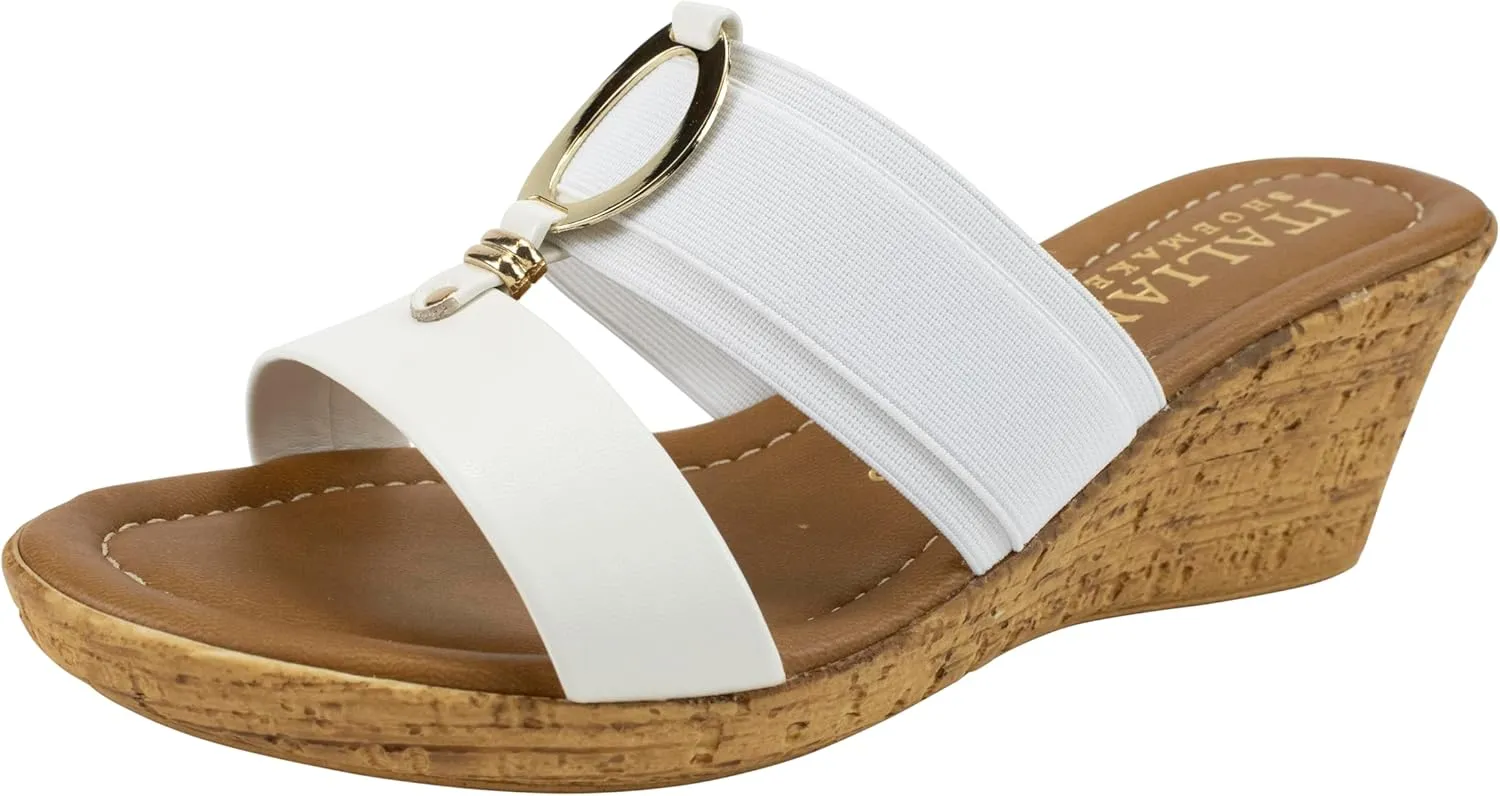 ITALIAN Shoemakers Women's Malou Faux Cork Wedge Sandals for Women