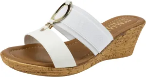 ITALIAN Shoemakers Women's Malou Faux Cork Wedge Sandals for Women