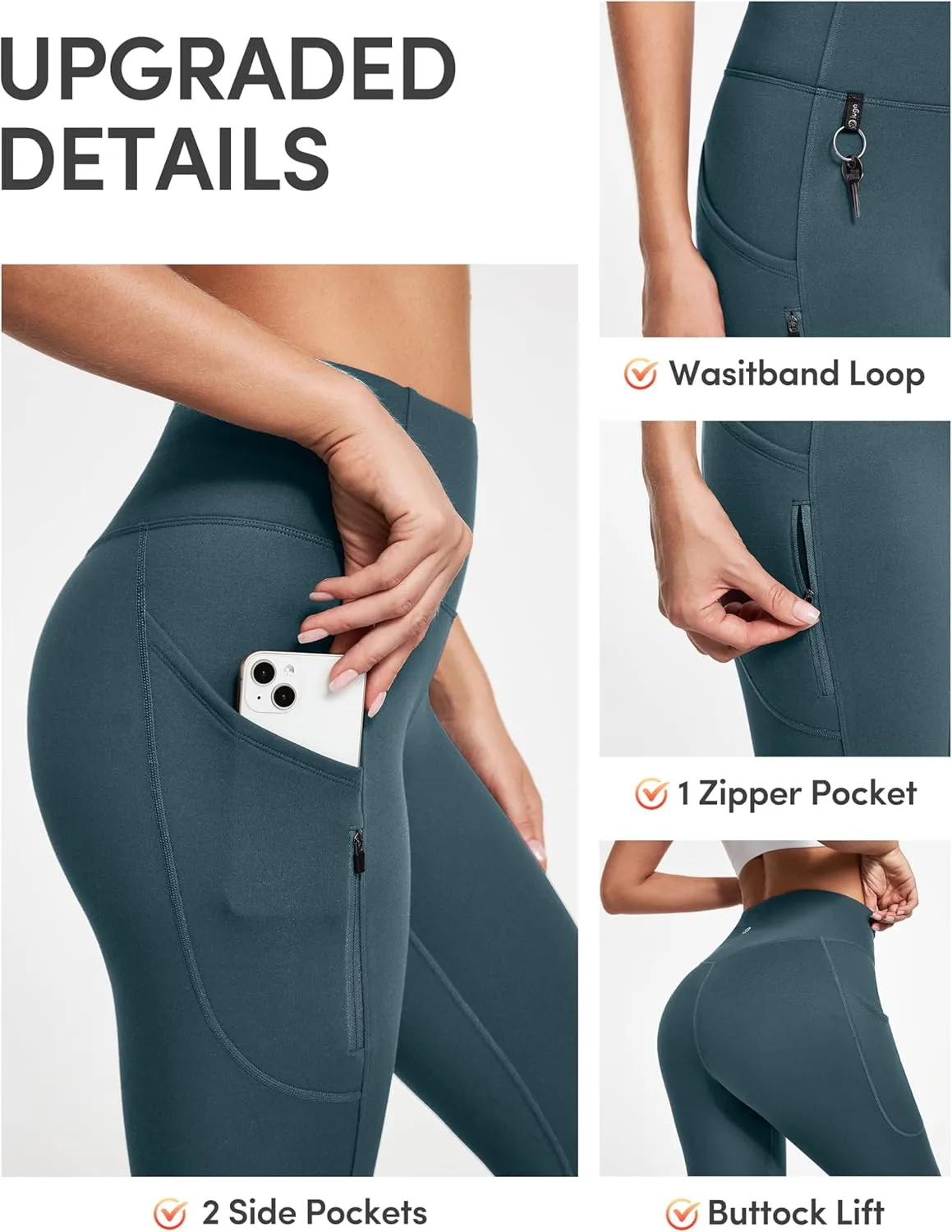 IUGA Fleece Lined Leggings Women Water Resistant Thermal Leggings Winter Warm Tights High Waist Hiking Pants with Pockets