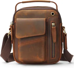 IVESIGN Crossbody Sling Bag for men and women,Leather Satchel Shoulder Bag