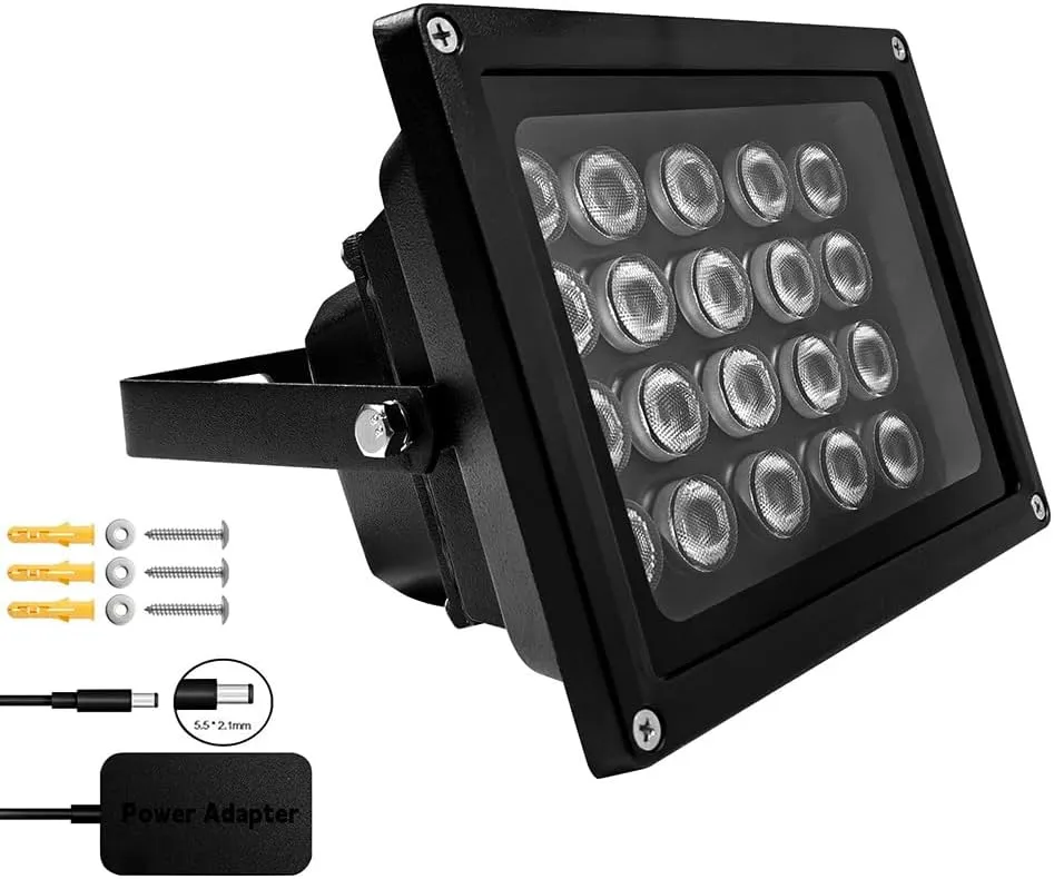 JC 210ft Infrared Illuminator, 20 LEDs 90 Degree Wide Angle IR Illuminator for Night Vision,Waterproof LED Infrared Flood Light Black