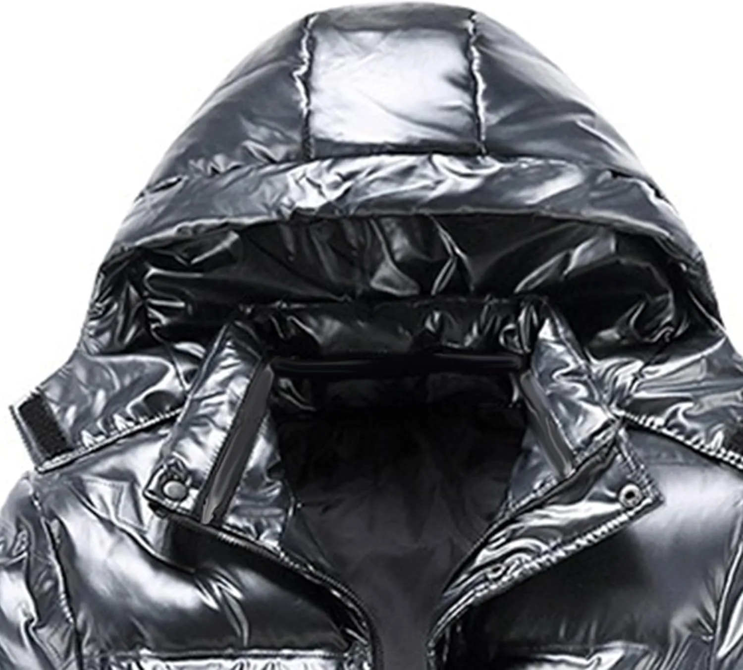 JEsilunmaMY Men's Thermal Shiny Hooded Puffer Jacket Winter Coats Water-Resistant Down Coats Insulated Padded Puffy Coat