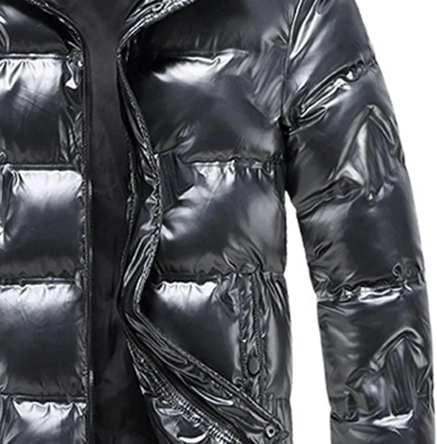 JEsilunmaMY Men's Thermal Shiny Hooded Puffer Jacket Winter Coats Water-Resistant Down Coats Insulated Padded Puffy Coat