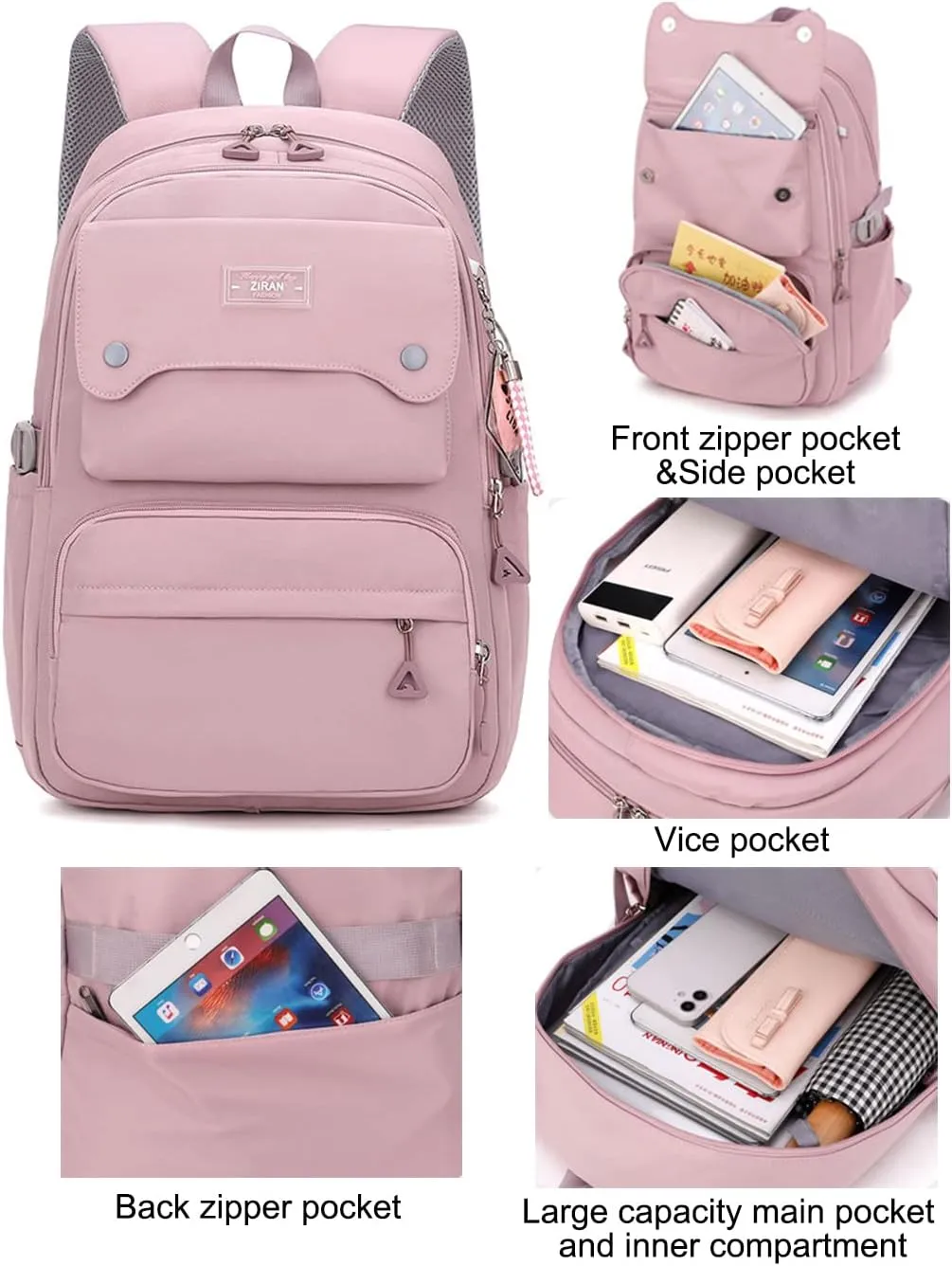JiaYou Teen Girls Casual Backpack High Middle School Daypack Women Daily Travel Laptop Bag (1# Blue, 26 Liters)