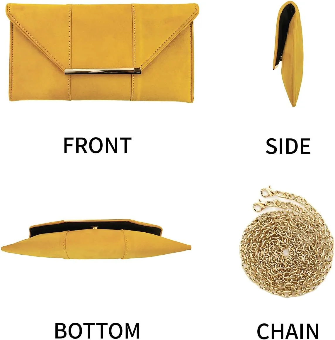 JNB Faux Microsuede Envelope Clutch