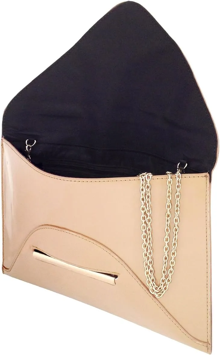 JNB Faux Patent Leather Envelope Candy Clutch Bag