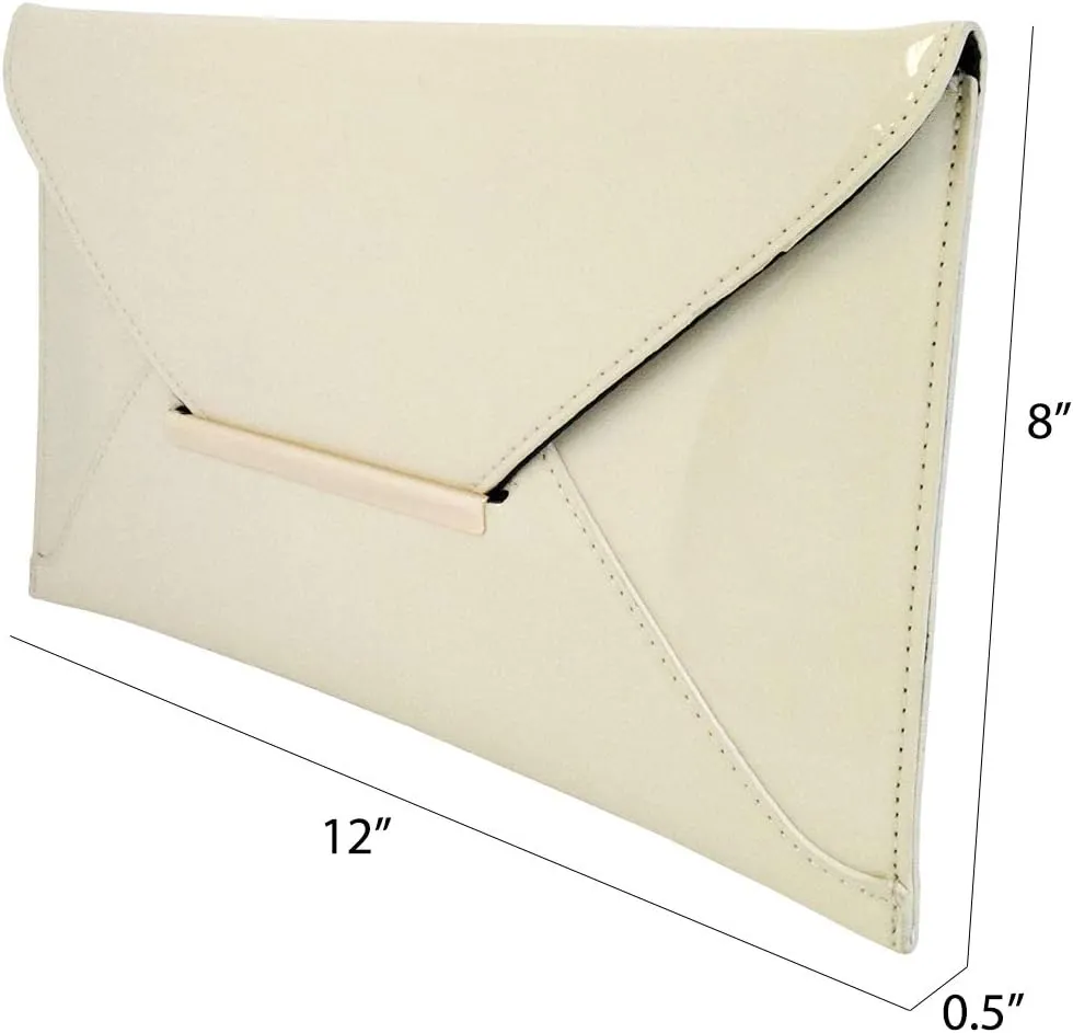 JNB Faux Patent Leather Envelope Candy Clutch Bag