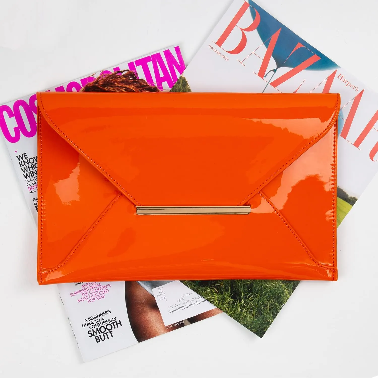 JNB Faux Patent Leather Envelope Candy Clutch Bag
