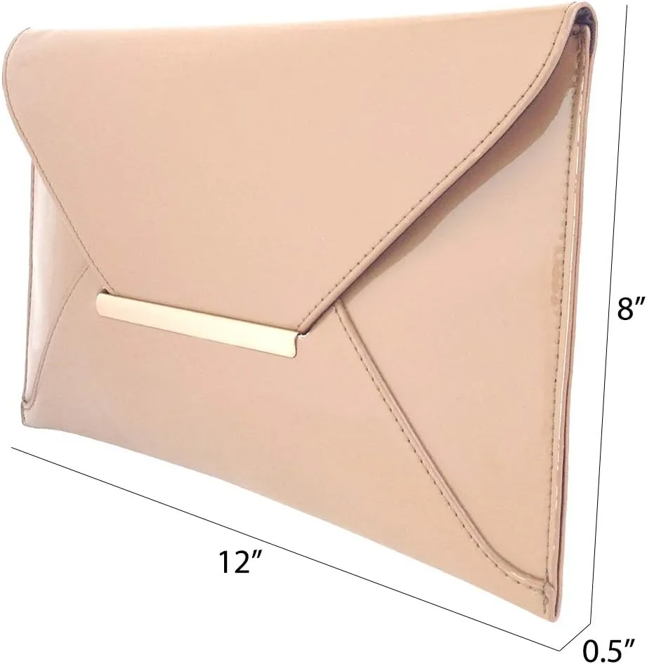 JNB Faux Patent Leather Envelope Candy Clutch Bag