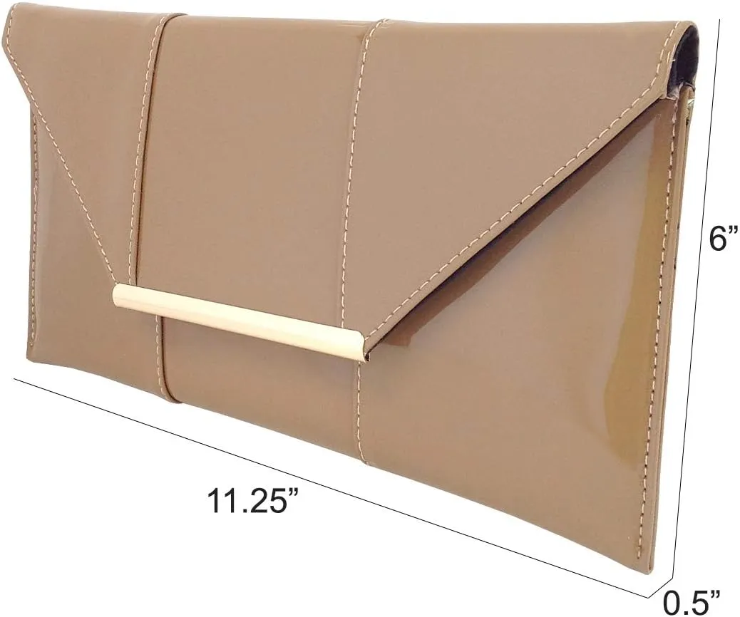 JNB Faux Patent Leather Envelope Candy Clutch