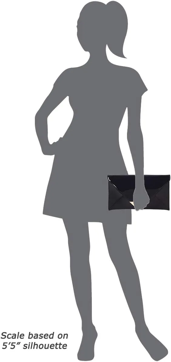 JNB Faux Patent Leather Glossy Envelope Clutch