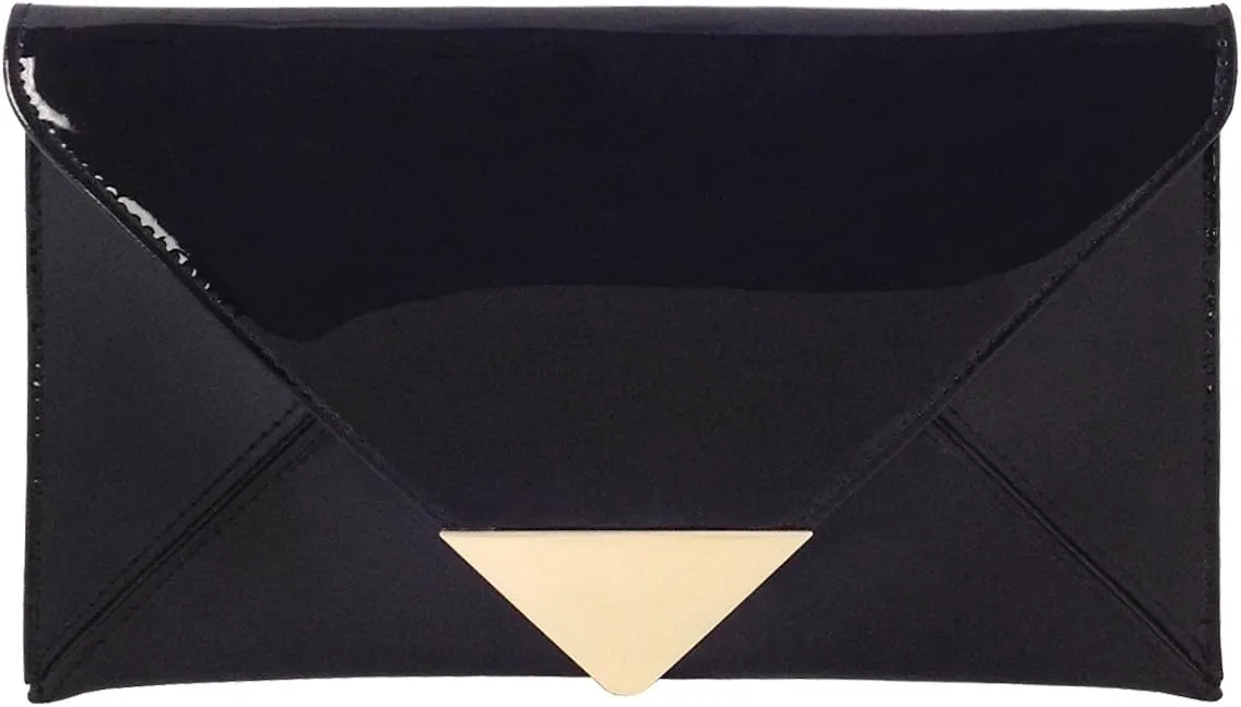 JNB Faux Patent Leather Glossy Envelope Clutch
