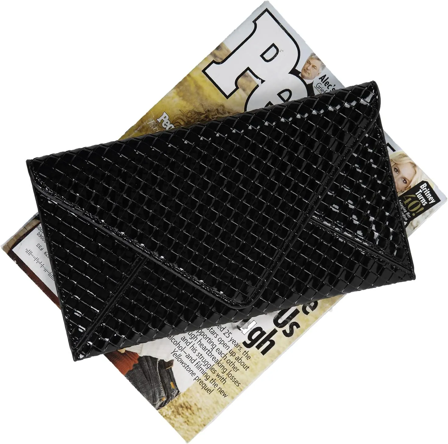 JNB Faux Patent Leather Glossy Envelope Clutch