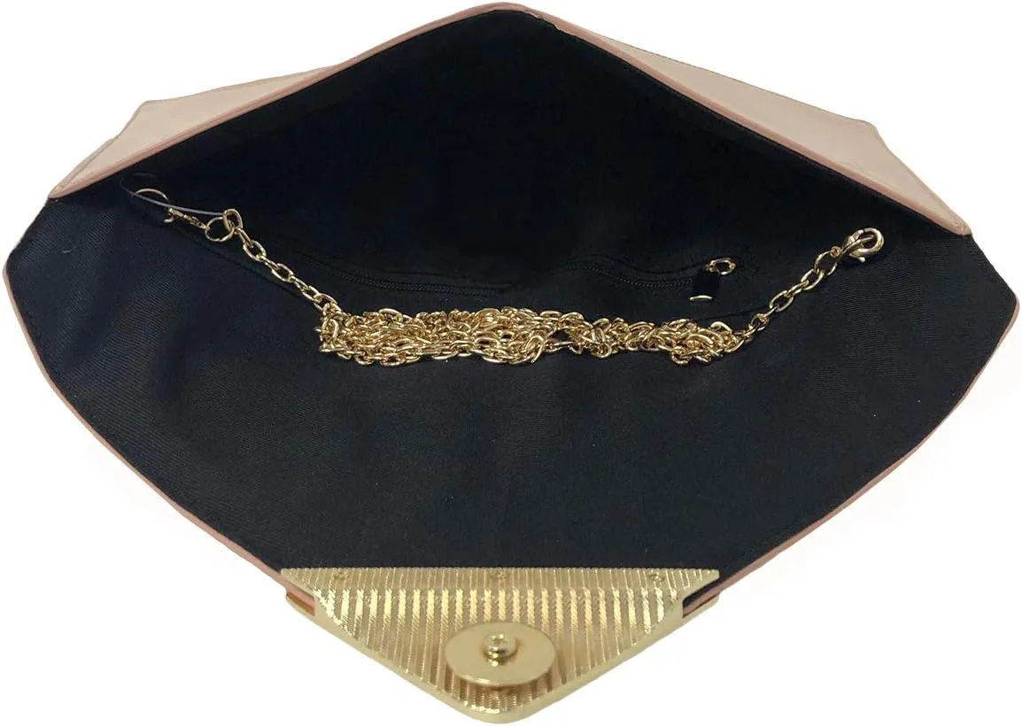 JNB Faux Patent Leather Glossy Envelope Clutch