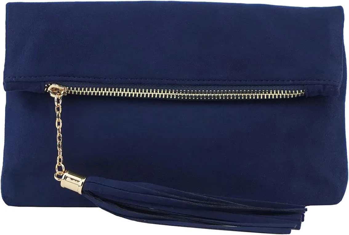 JNB Women's Faux Microsuede Foldover Mini Pouch