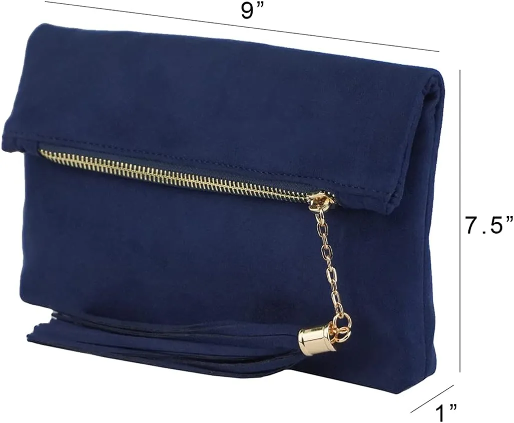 JNB Women's Faux Microsuede Foldover Mini Pouch