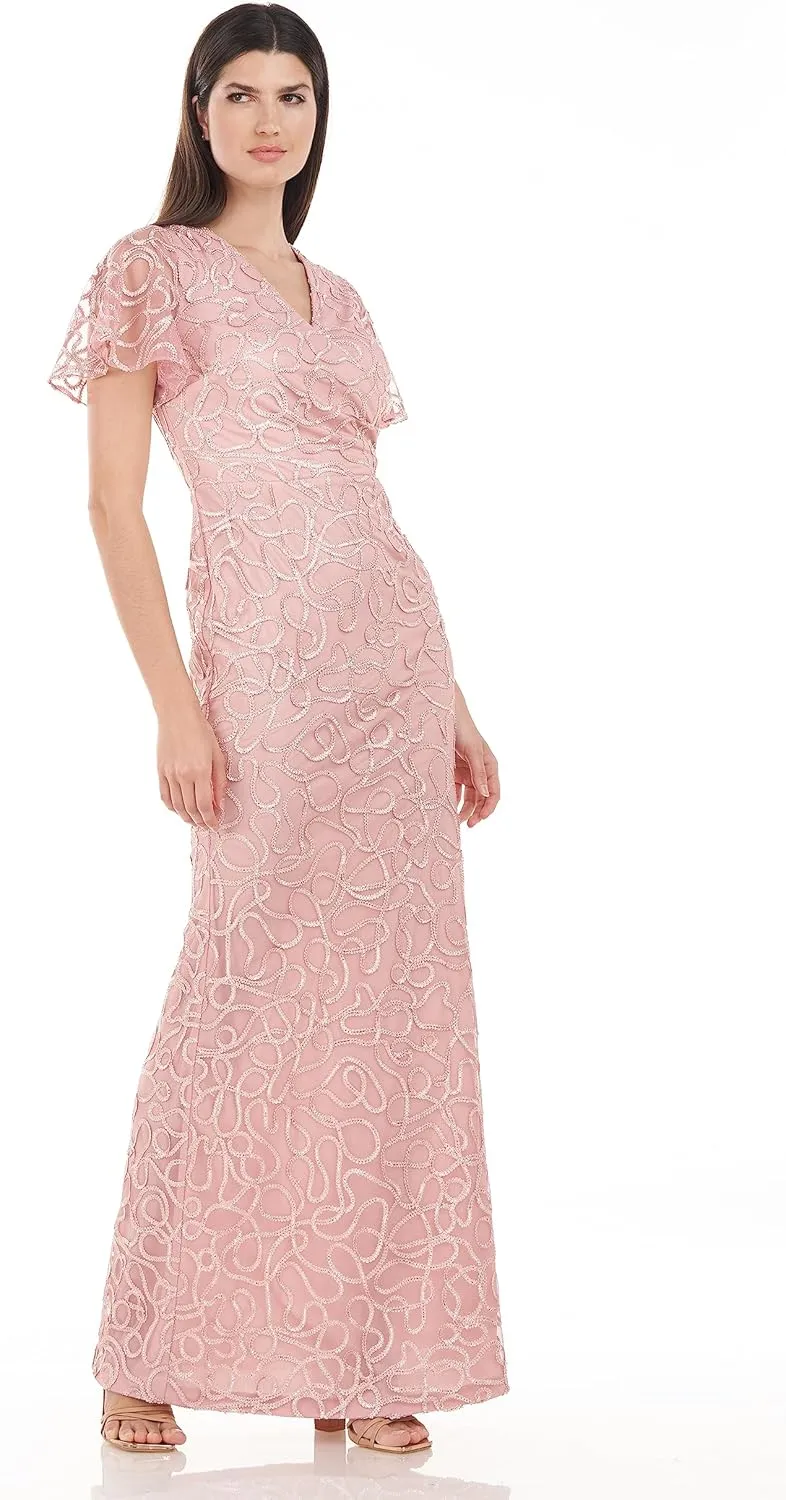 JS Collections Women's Winter Faux Wrap Mermaid Gown