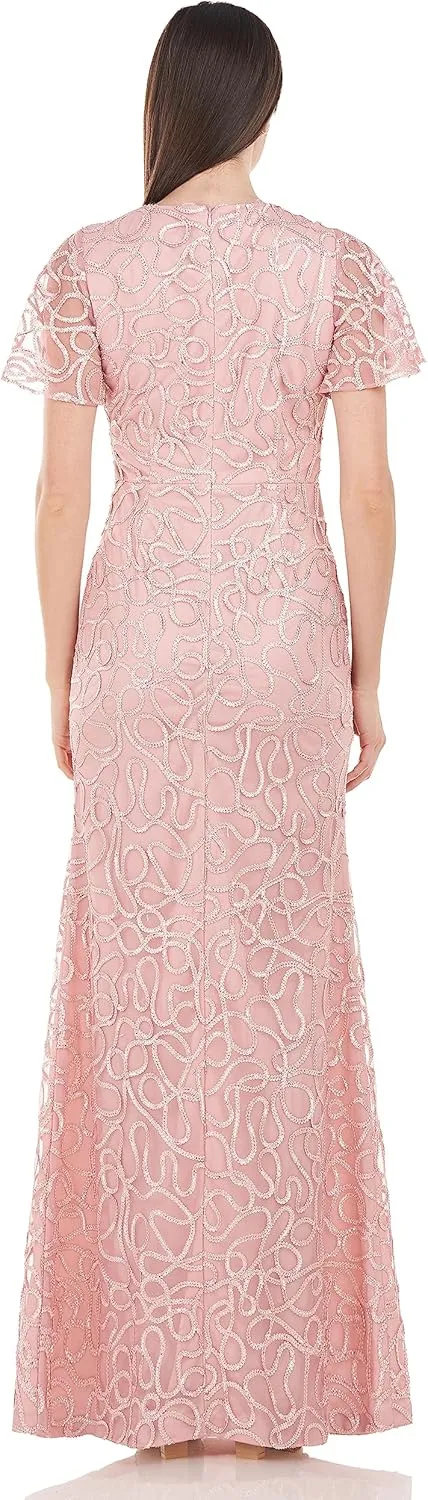 JS Collections Women's Winter Faux Wrap Mermaid Gown