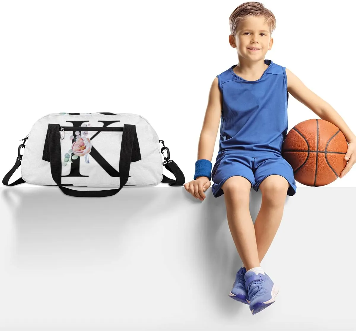K Personalized Letters Kids Duffel Bag for Girls Boys Teens, Letters Oil Painting Dance Bag Overnight Small Duffel Bag Carry On Weekend Sports Gym Travel Bag for School Practice Gymnastics Ballet