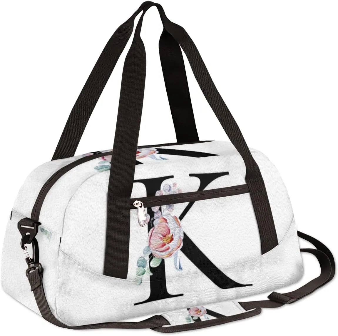 K Personalized Letters Kids Duffel Bag for Girls Boys Teens, Letters Oil Painting Dance Bag Overnight Small Duffel Bag Carry On Weekend Sports Gym Travel Bag for School Practice Gymnastics Ballet