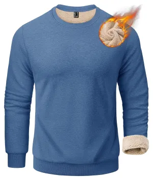 KEFITEVD Men's Crewneck Sweatshirt Warm Sherpa Lined Sweatshirts Heavyweight Long Sleeve Cotton Shirts Winter Fleece Pullover