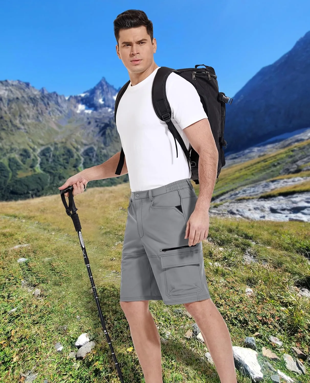 KEFITEVD Men's Hiking Shorts Outdoor Casual Quick Dry Water Resistant Lightweight Cargo Fishing Tactical Shorts