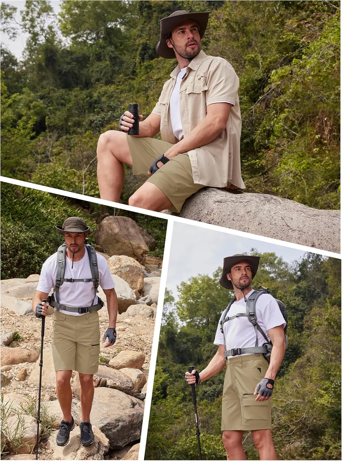 KEFITEVD Men's Hiking Shorts Outdoor Casual Quick Dry Water Resistant Lightweight Cargo Fishing Tactical Shorts
