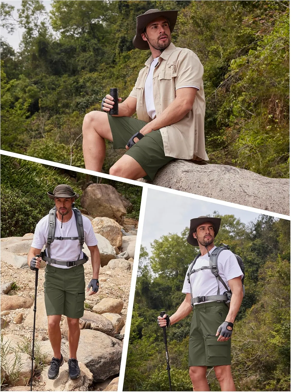 KEFITEVD Men's Hiking Shorts Outdoor Casual Quick Dry Water Resistant Lightweight Cargo Fishing Tactical Shorts