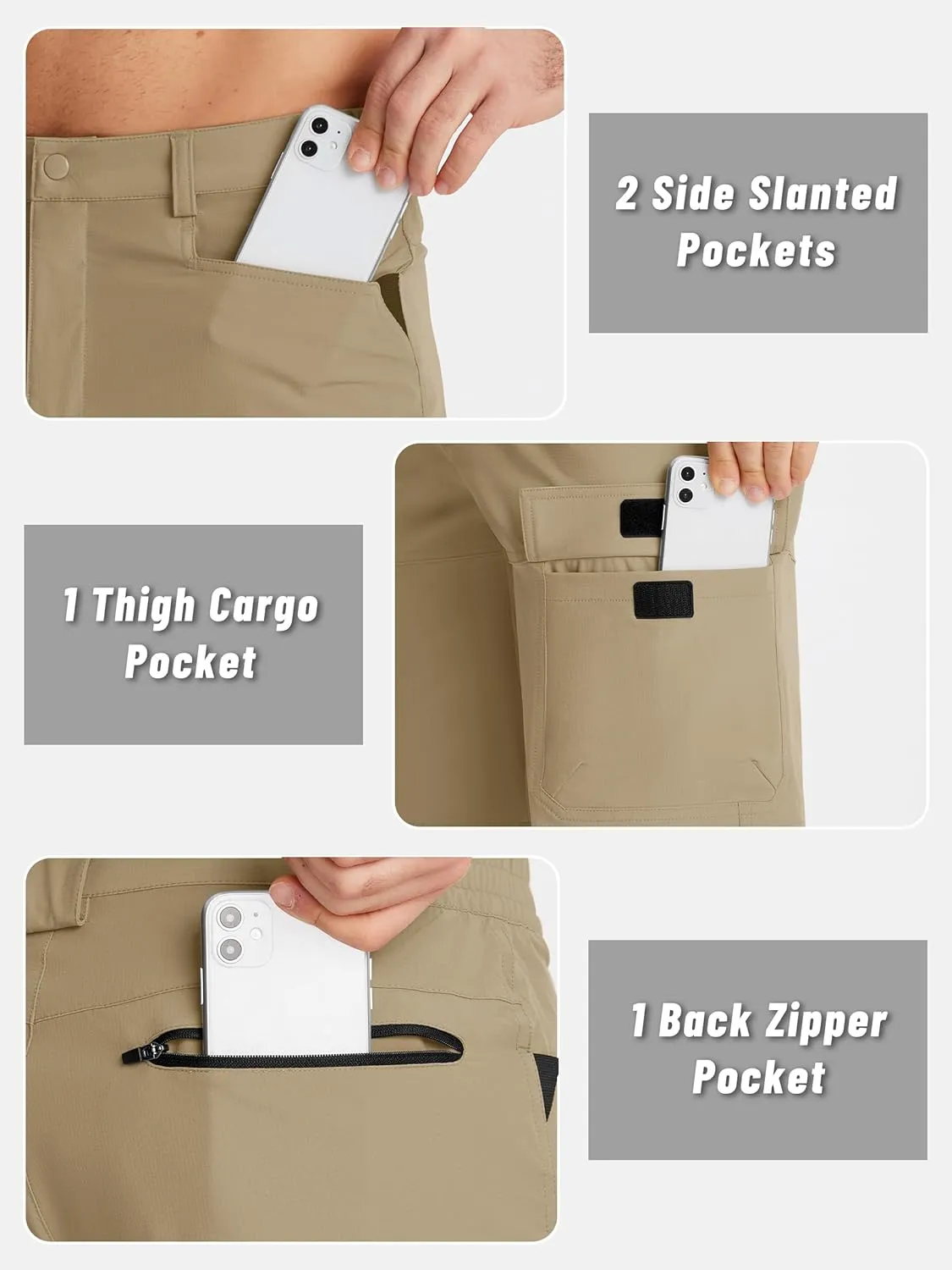KEFITEVD Men's Hiking Shorts Outdoor Casual Quick Dry Water Resistant Lightweight Cargo Fishing Tactical Shorts