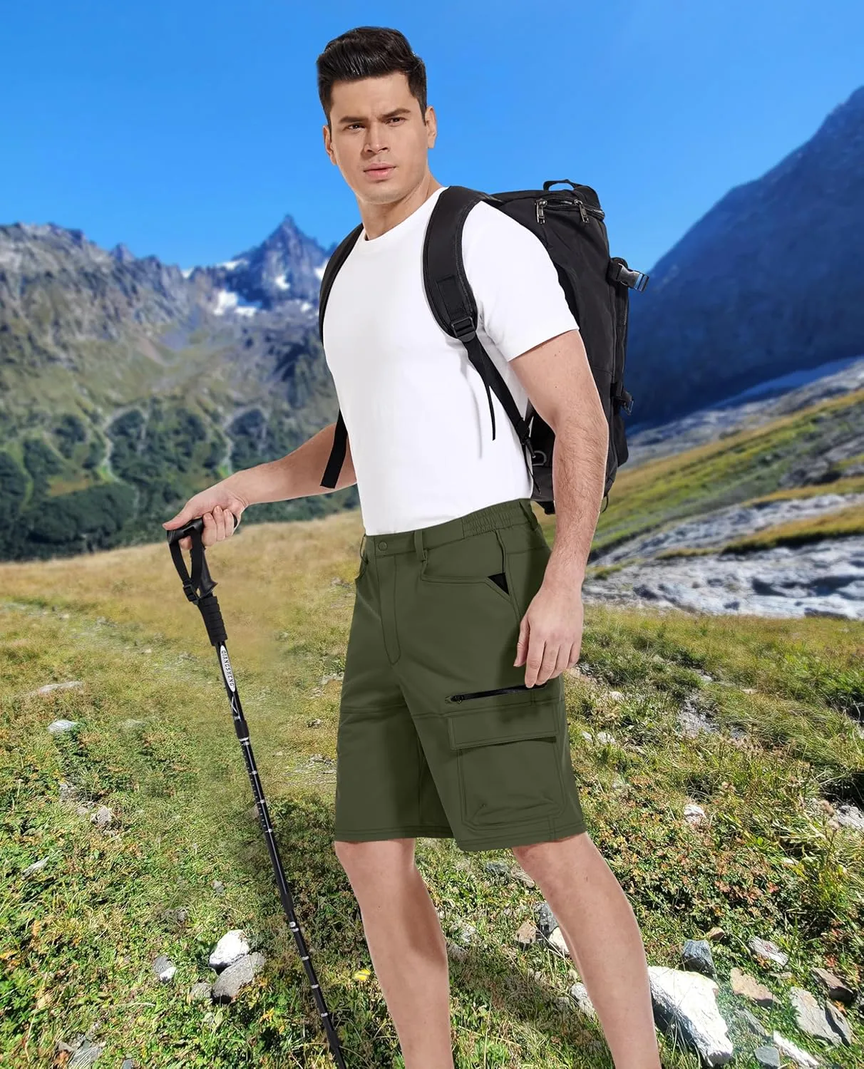 KEFITEVD Men's Hiking Shorts Outdoor Casual Quick Dry Water Resistant Lightweight Cargo Fishing Tactical Shorts