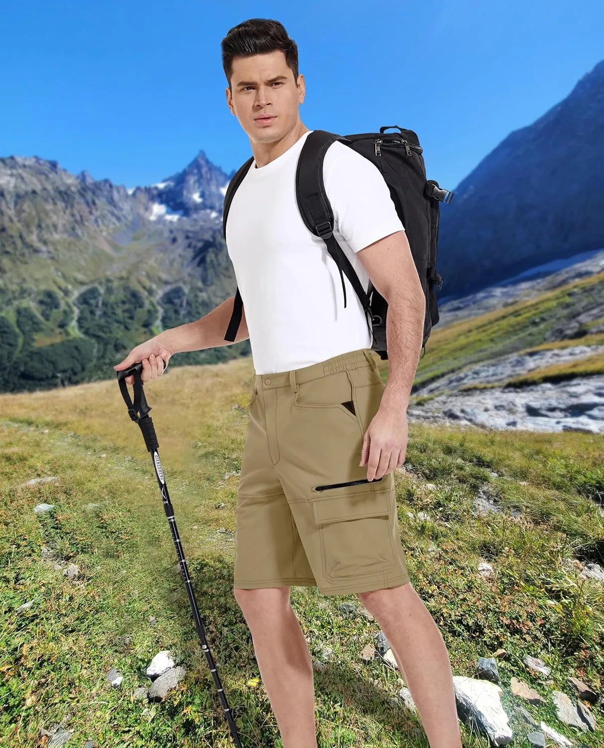 KEFITEVD Men's Hiking Shorts Outdoor Casual Quick Dry Water Resistant Lightweight Cargo Fishing Tactical Shorts