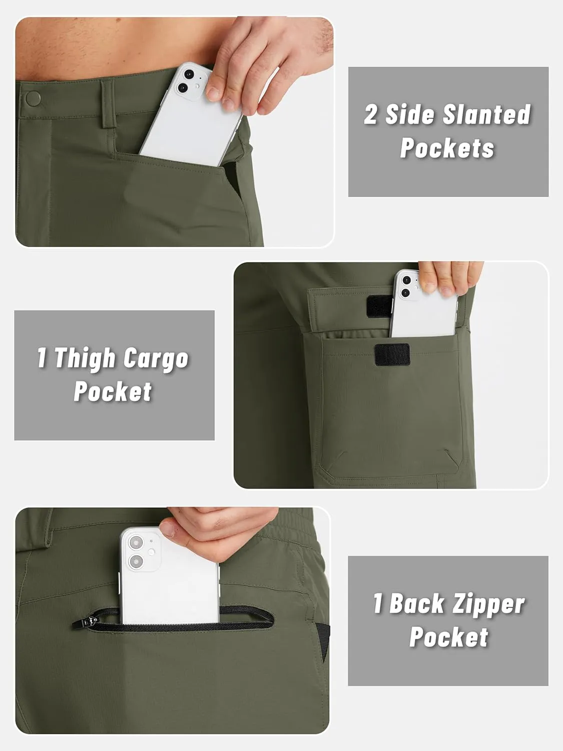 KEFITEVD Men's Hiking Shorts Outdoor Casual Quick Dry Water Resistant Lightweight Cargo Fishing Tactical Shorts