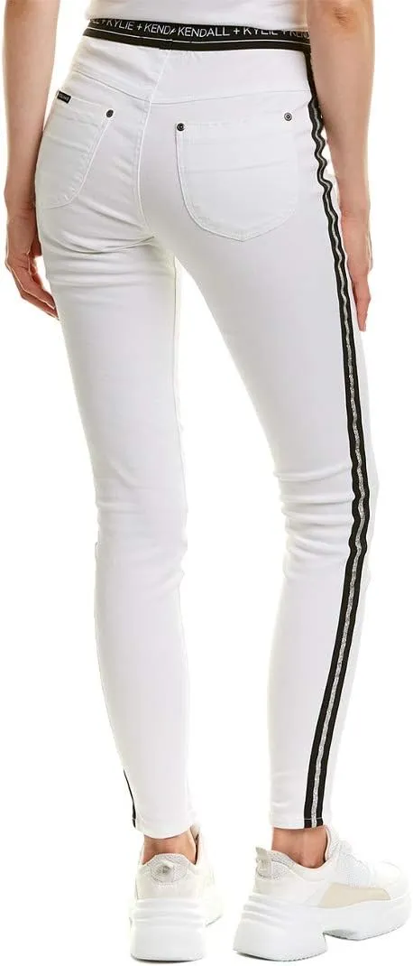 KENDALL   KYLIE Women's Metallic Side Stripe Denim Leggings