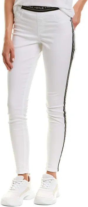 KENDALL   KYLIE Women's Metallic Side Stripe Denim Leggings
