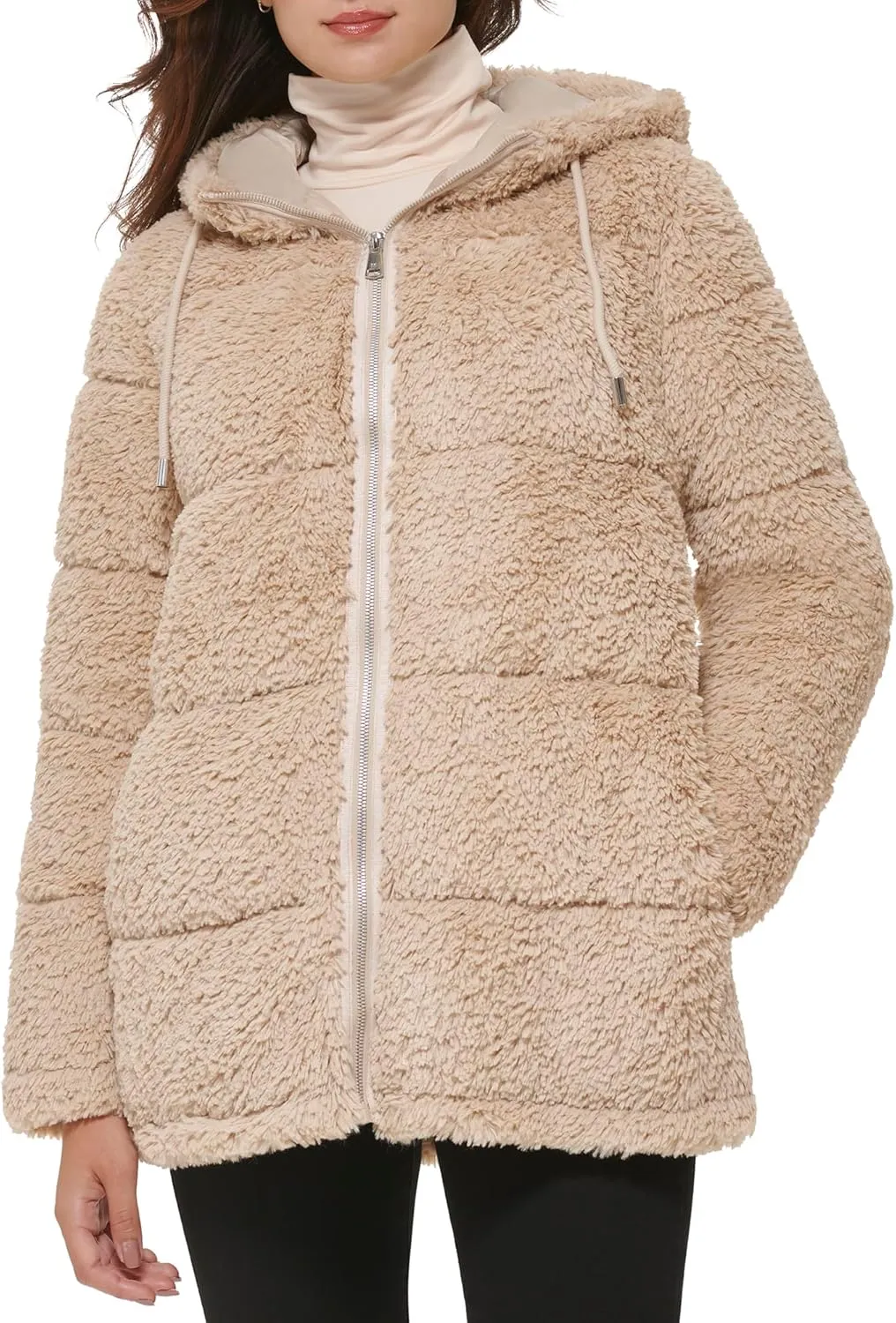 Kenneth Cole Women's Classic Mink Style Faux Fur Coat