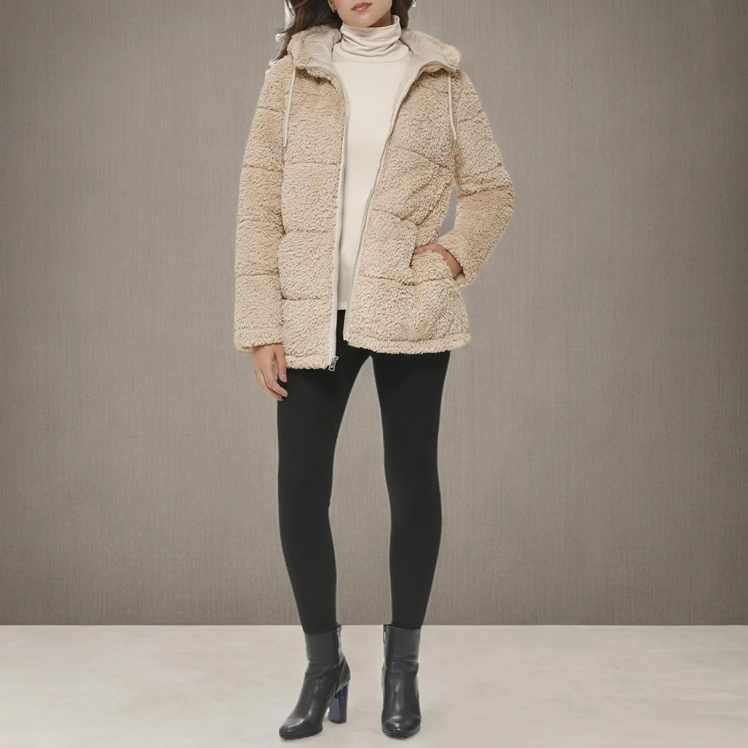 Kenneth Cole Women's Classic Mink Style Faux Fur Coat