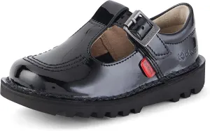 Kickers Girl's Kick T Bar Black School Shoes