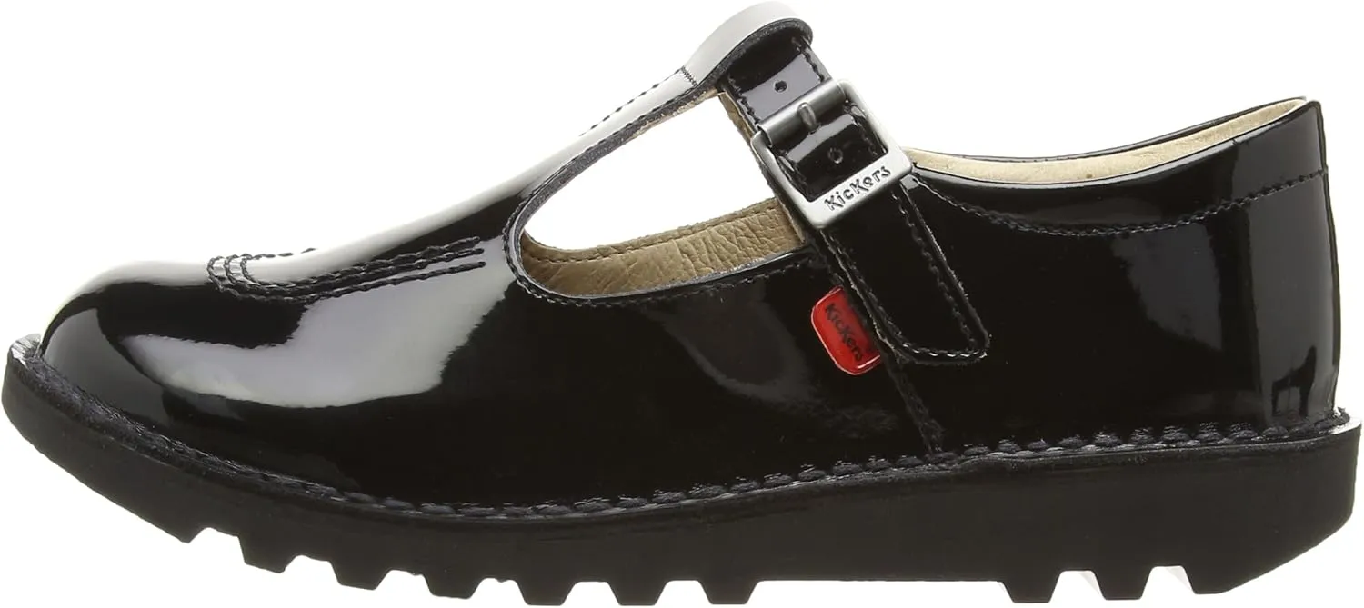 Kickers Girl's Kick T Bar Black School Shoes