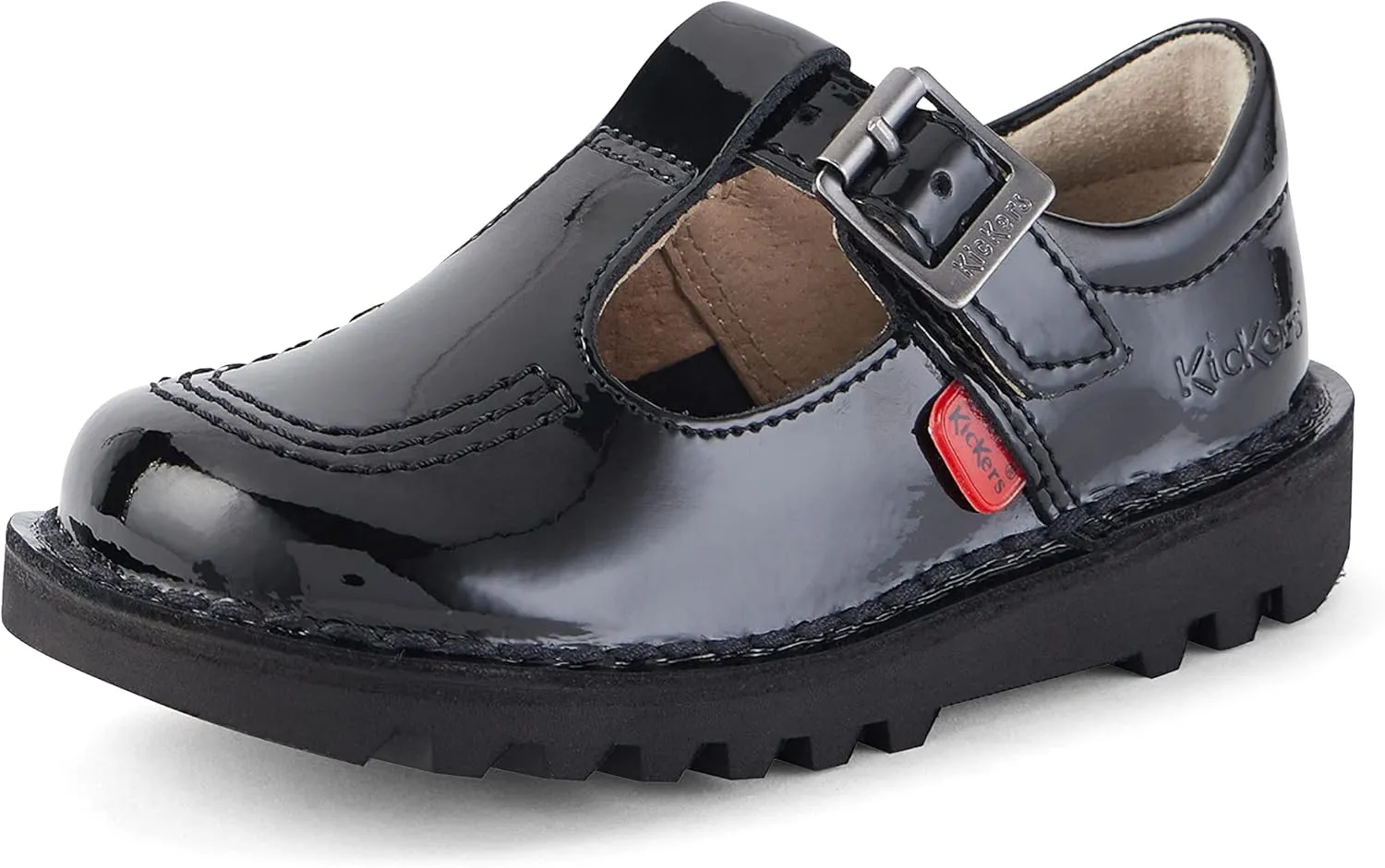 Kickers Girl's Kick T Bar Black School Shoes