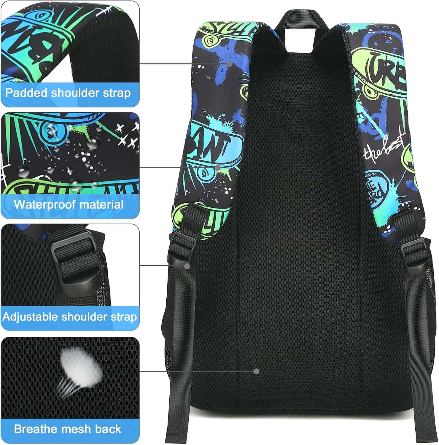 Kids Backpack Boys Elementary Bookbag Set 3 Pcs Waterproof Kindergarten School Bag with Insulated Lunch Tote Box and Pencil Pouch for Primary