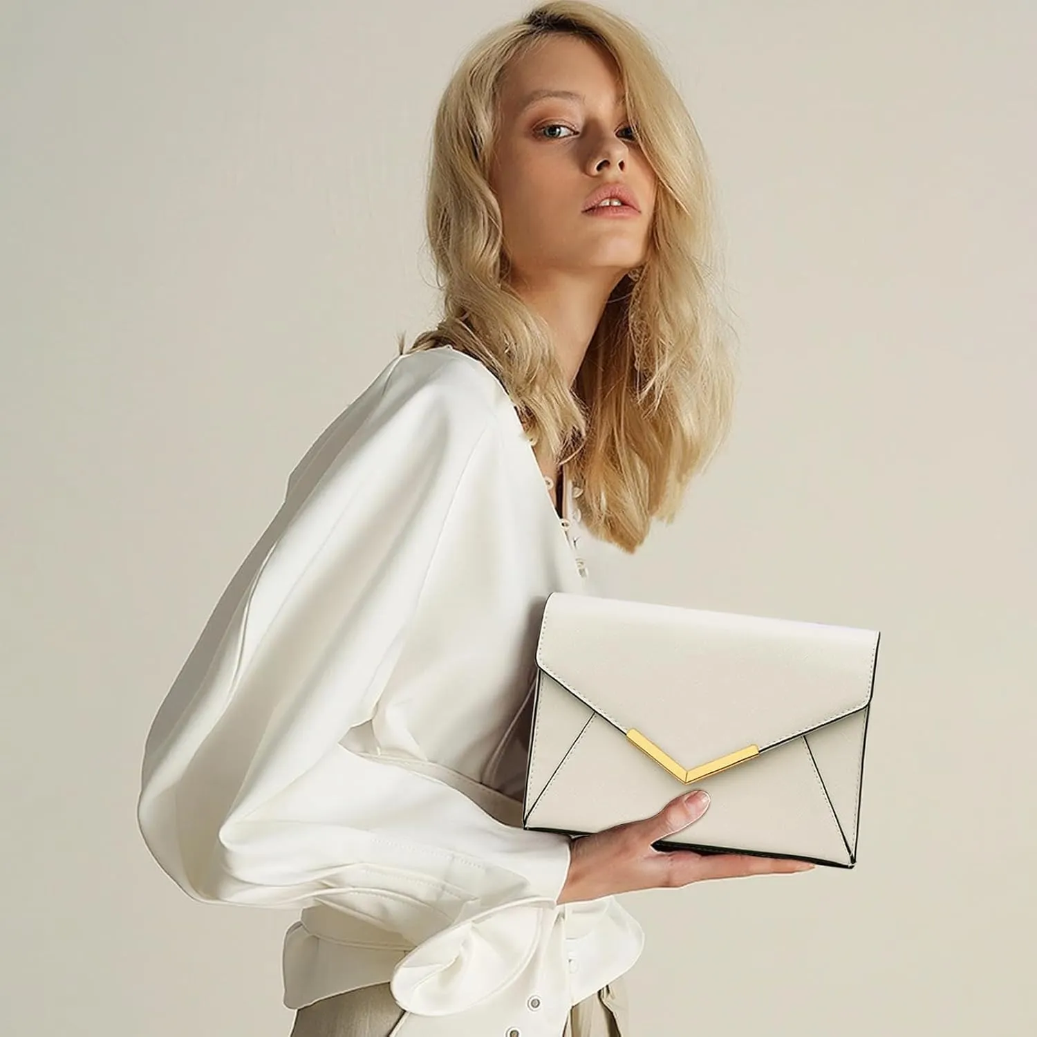 KKXIU Women Elegant Faux Leather Evening Envelope Clutch Purse Foldover Bags for Party Wedding Prom
