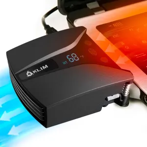 KLIM Tempest Laptop Cooler with Vacuum Fan - New - Gaming Laptop Fan with Display - Temperature Detection   Automatic/Manual Mode - 4000 RPM - Portable - Compatible with Laptop Cooling Pads