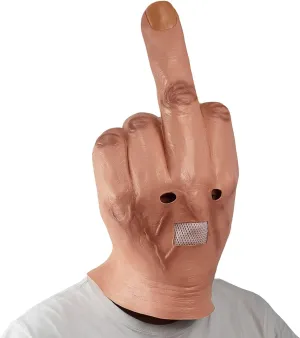 Kuberas Middle Finger Mask Adults Creepy Realistic Middle Finger Halloween Costume Mask Full Head Latex Mask Cosplay Party Props for Adults