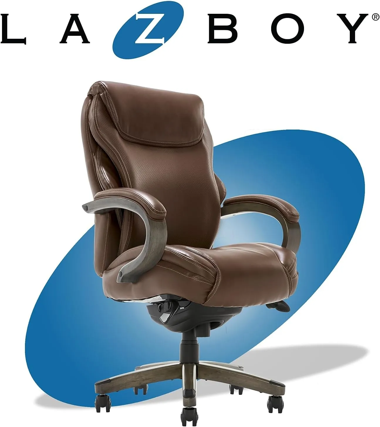 La-Z-Boy Hyland Ergonomic Faux Leather Swivel Executive Chair, Brown (CHR10044C)