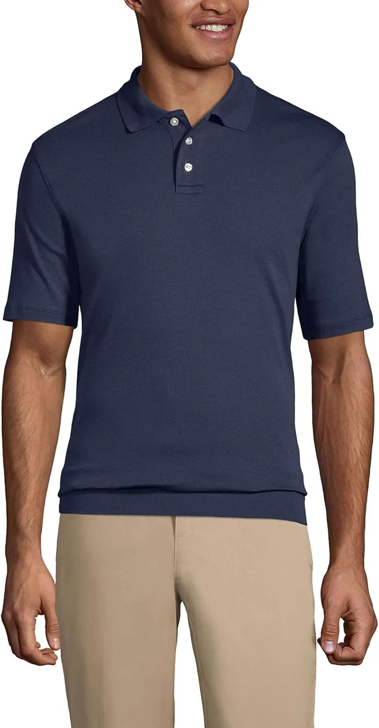 Lands' End School Uniform Men's Short Sleeve Banded Bottom Polo Shirt