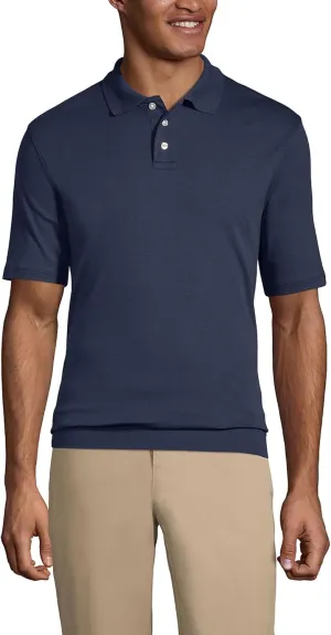 Lands' End School Uniform Men's Short Sleeve Banded Bottom Polo Shirt