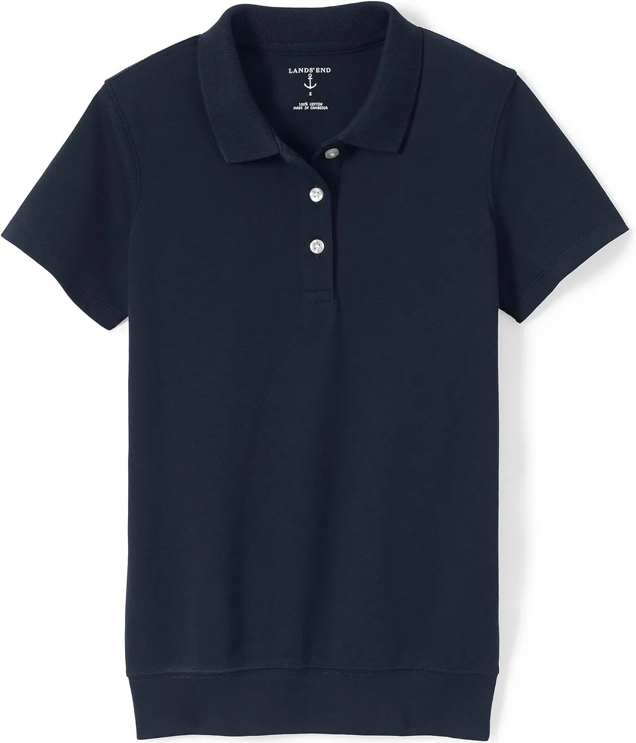 Lands' End School Uniform Men's Short Sleeve Banded Bottom Polo Shirt