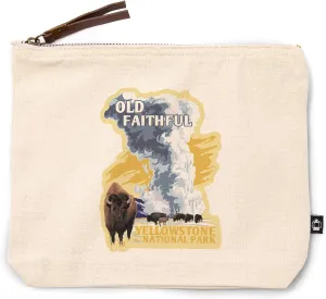 Lantern Press Yellowstone National Park, Wyoming, Old Faithful Geyser, WPA Style, 100% Cotton Zipper Pouch, Travel Accessory, Go Bag