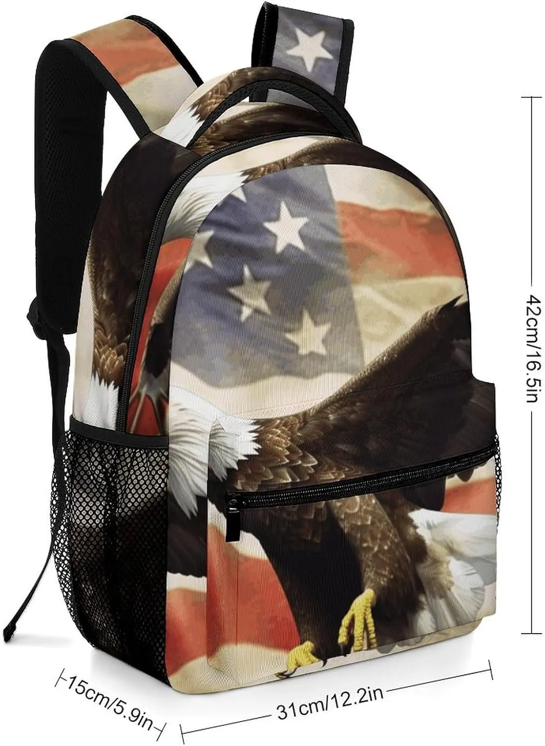Laptop Backpack for Men Women Lightweight Daypack with Compartment Rucksack Flag Fly Eagle Laptop Bag